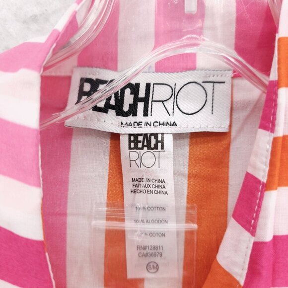 BEACH RIOT Alexa Top Shirt Sunset Stripes Button Front Oversized Cover Up S/M - Picture 5 of 9